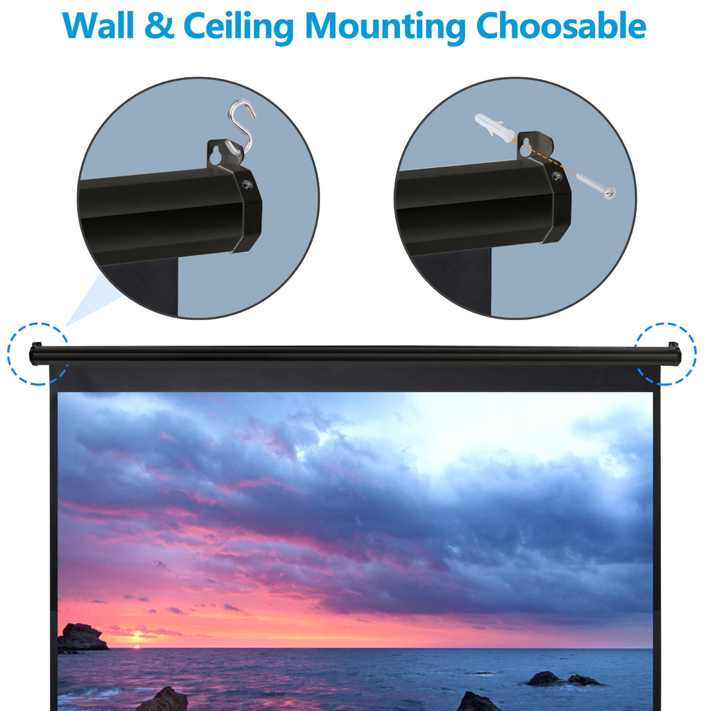 HomGarden 80inch 16:9 Portable Projector Screen 1080P HD 4K Folding Anti-Crease Movie Screen, White