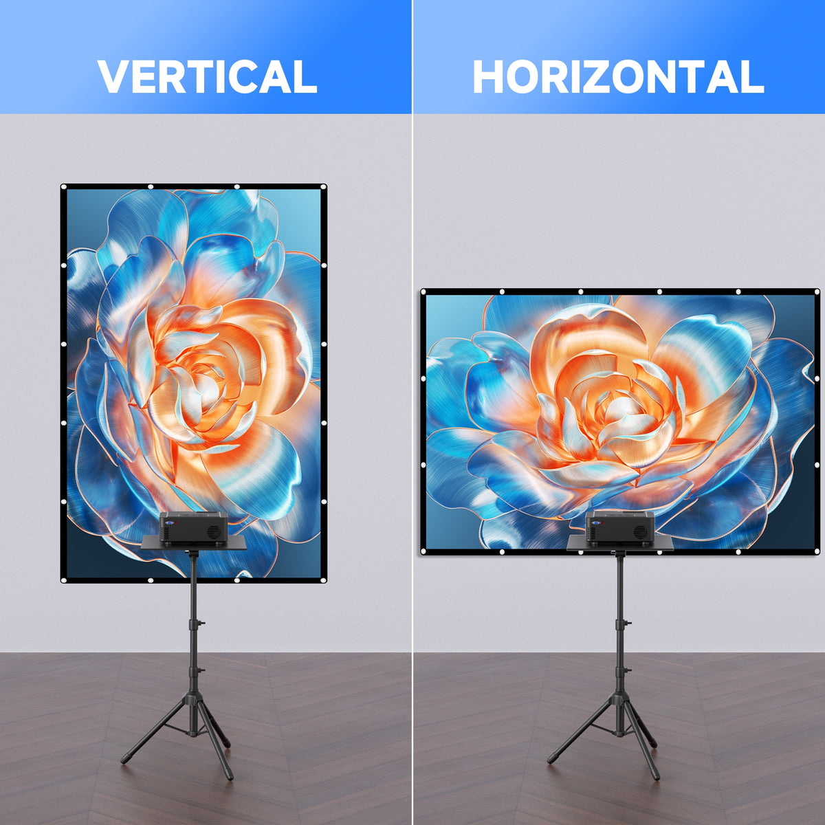 SCREENMAX Projector Screen 120 inch, 16:9 4K HD Movie Portable Projector Screen Indoor Outdoor Projection Screen Wrinkle-Free Foldable Movie Screen for Backyard