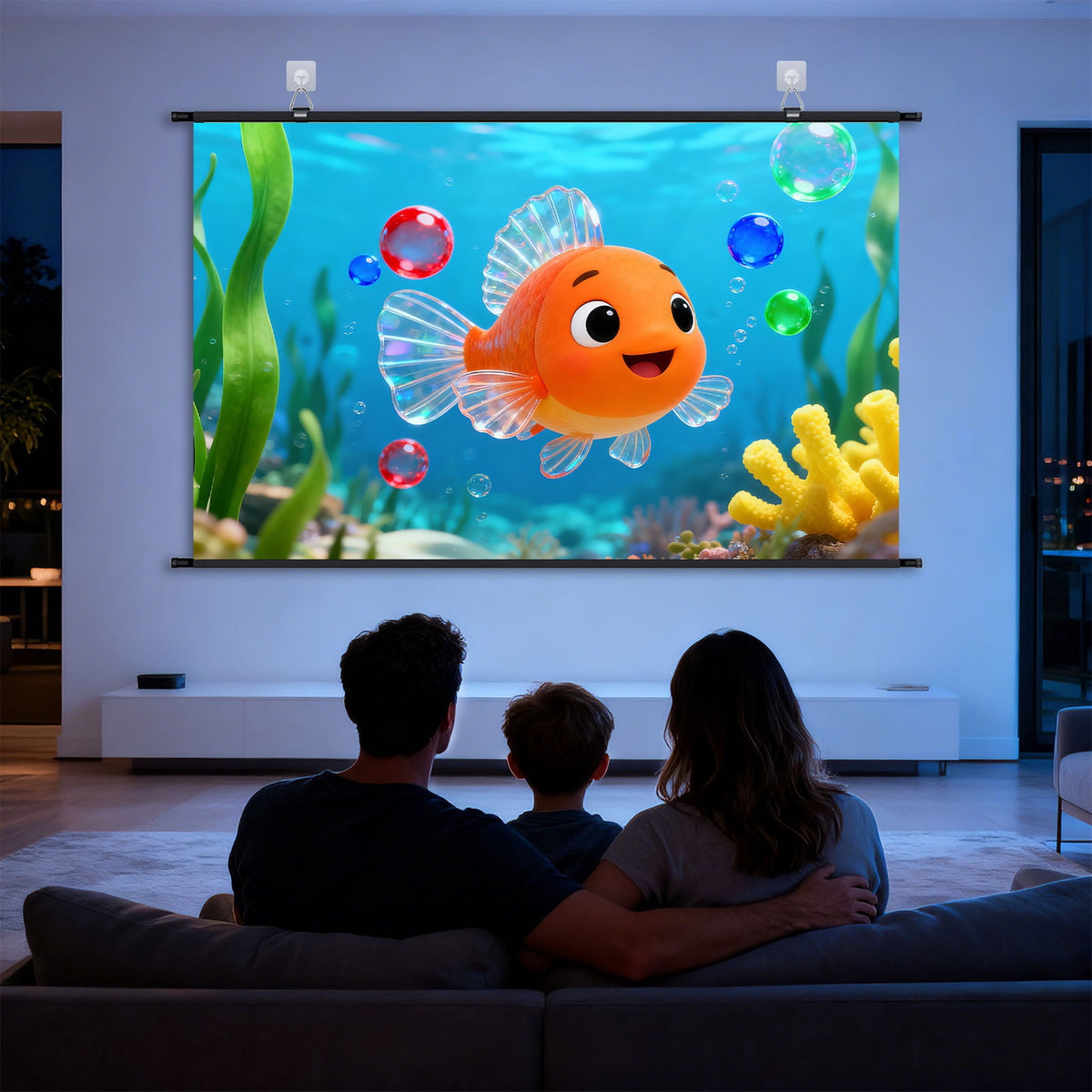 120 inch Projector Screen, XIAOHUI Portable Projector Screen for Indoor Outdoor, 4K ALR Hanging Projection Screen for Home Theater Backyard Party Movie Nights , 16:9 HD