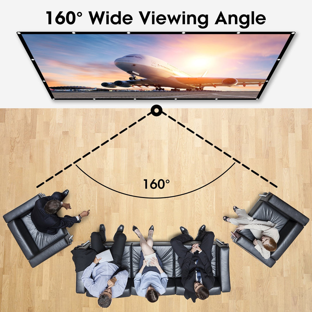 Visulapex Wall Mount 120" Movie Projector Screen, White