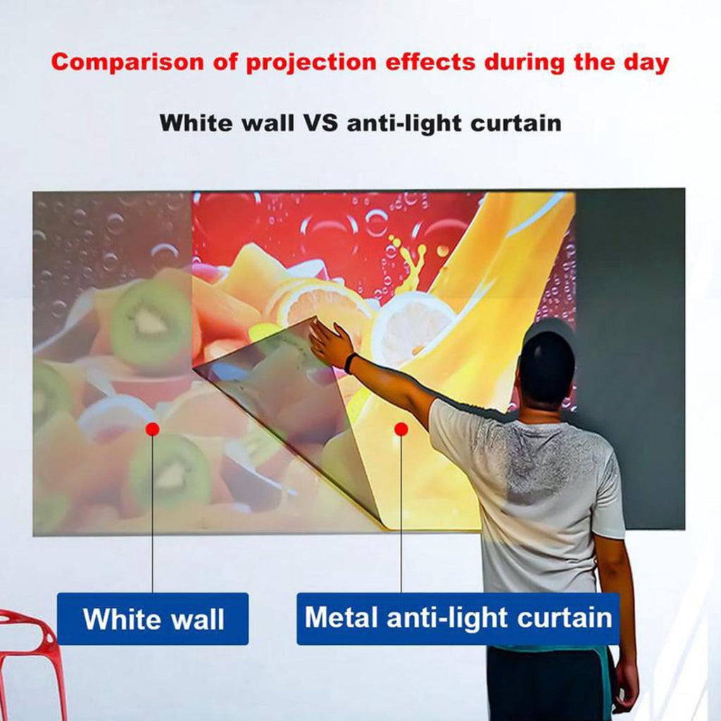 16:9 Foldable Metal Anti-Light Projector Screen 4K HD Metallic Coating Anti-Glare Portable Projection Curtain Indoor Outdoor Home Theater Movie Screen(Grey-60In)