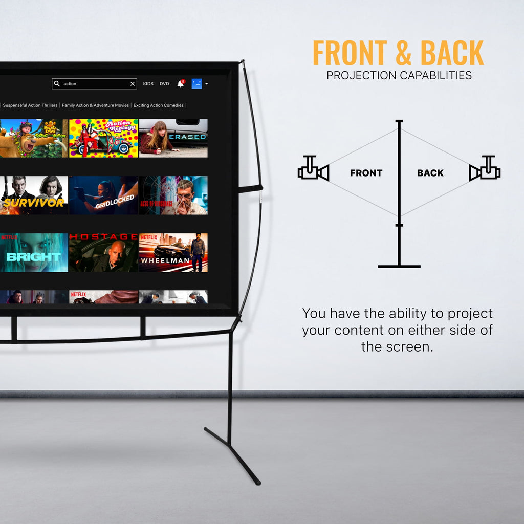 Khomo Gear Jumbo 120 inch 16:9 Portable Outdoor and Indoor Theater Projector Screen with Stand Legs