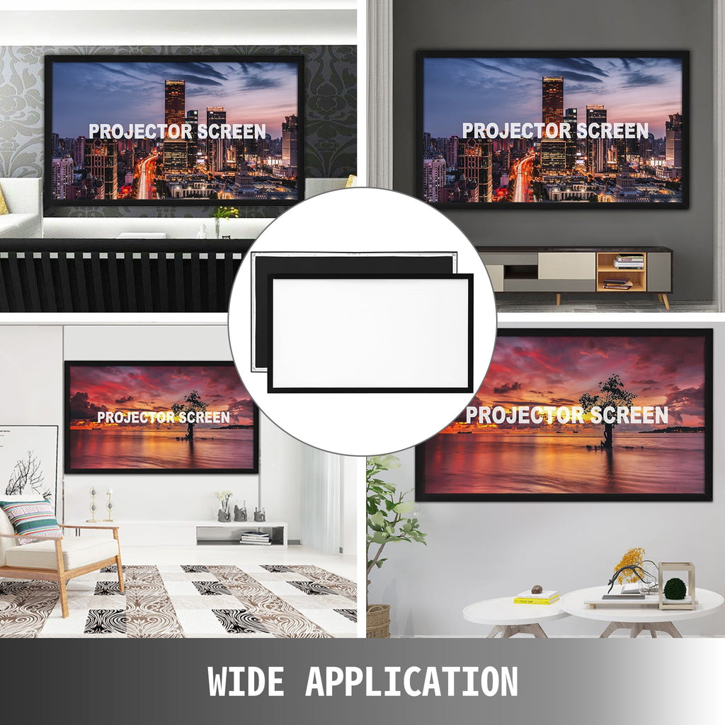 KFFKFF 155 inch Outdoor Projector Screen 16:9 Movie Screen Fixed Frame 3D Projector Screen for 4K HDTV Movie Theater