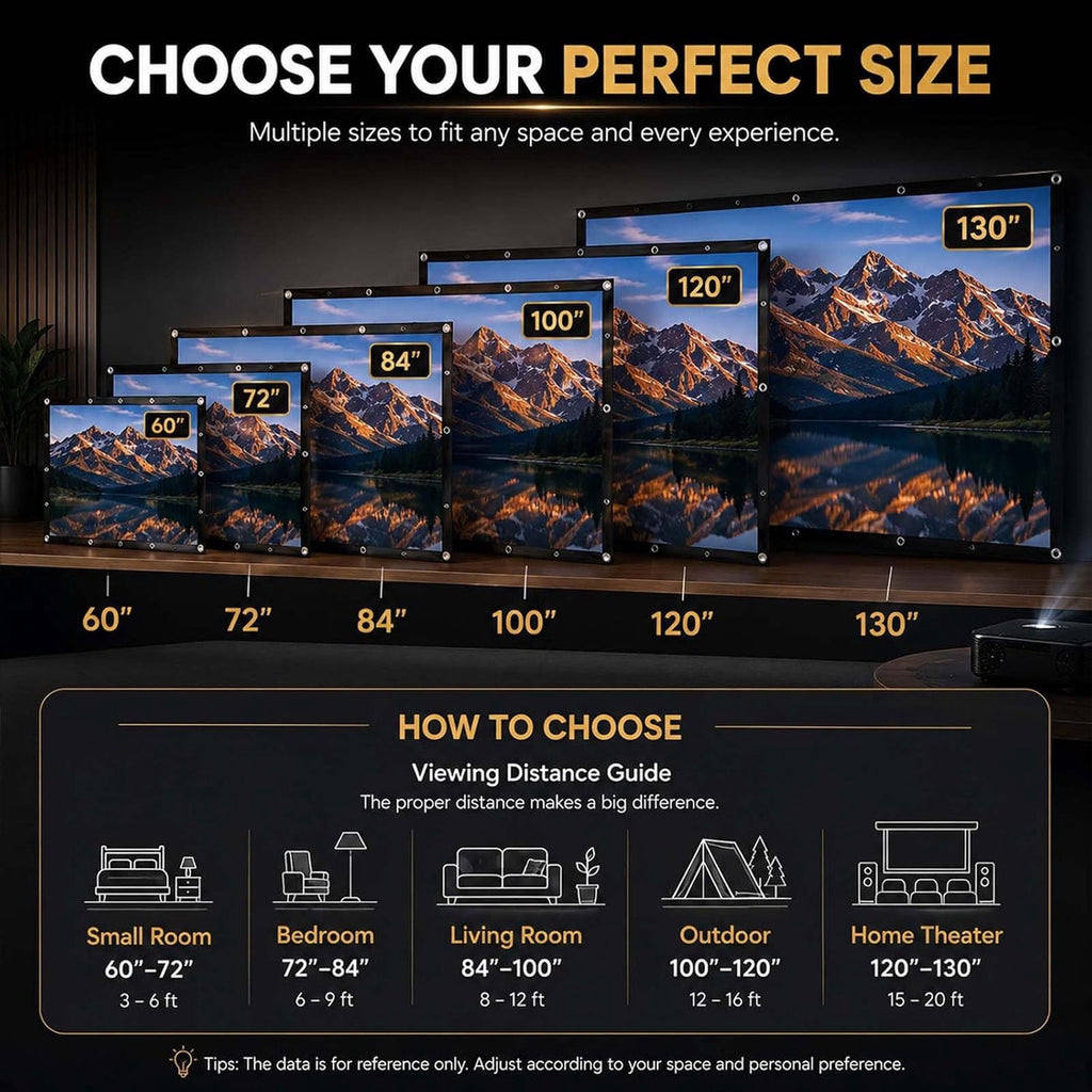 Metallic Anti-Light Projector Screen, 4K HD 16:9 ALR Projection Screen, Foldable Portable Outdoor Movie Screens, Wall Mount Display for Home Theater, Office and Camping,72in