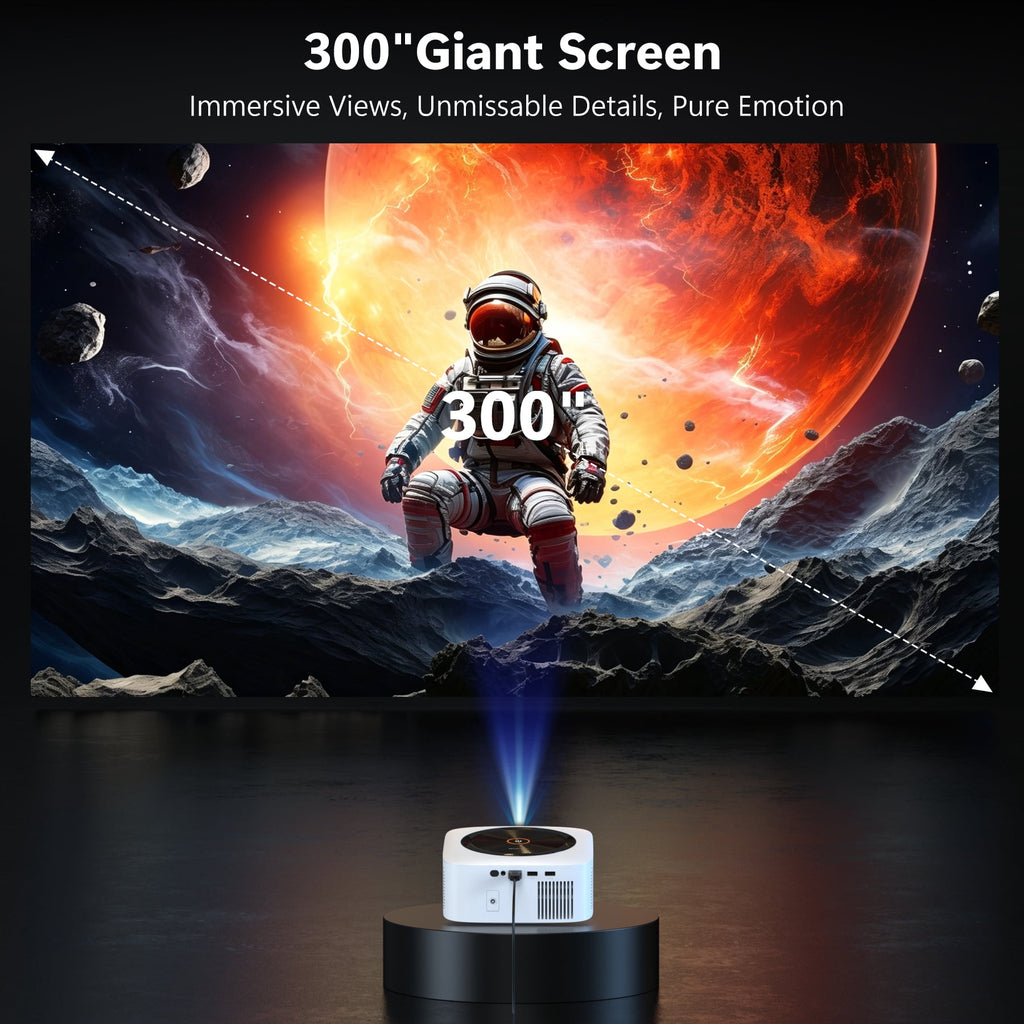 HAPPRUN 1500 ANSI Lumens Smart Projector Compatible with Netflix, 4K Decoding Movie Projector with WiFi & Bluetooth, Auto Focus & Keystone, Built-in Streaming Apps, Outdoor Projector for Home Theater