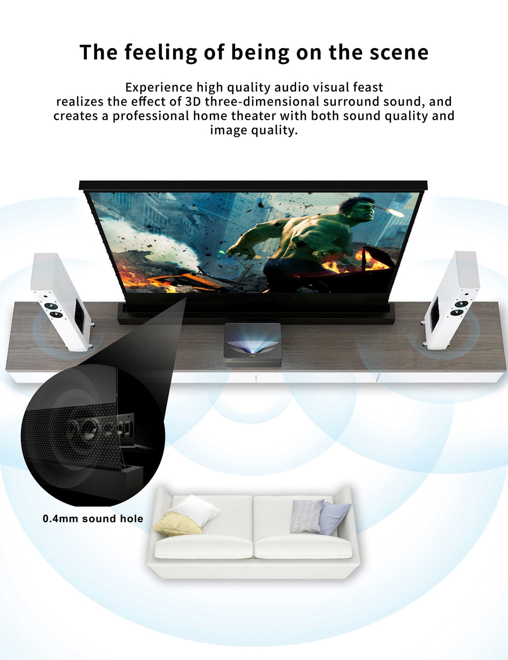S PRO Electric Tension Floor Screen With UST ALR(Ultra Short Throw Ambient Light Rejecting)Material 【Only Suitable For UST Laser Projector And Settle On Table/Floor】