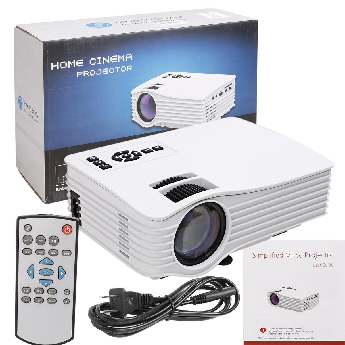 Compact Multimedia Projector, HD 1080p Support, Up to 130" inch Display,1000Lumen BETT