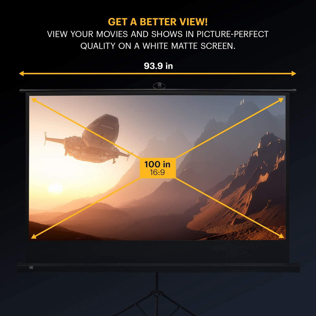 Kodak 100" Projector Screen with Stand, Portable 16:9 Projector Screen with Tripod Stand & Bag