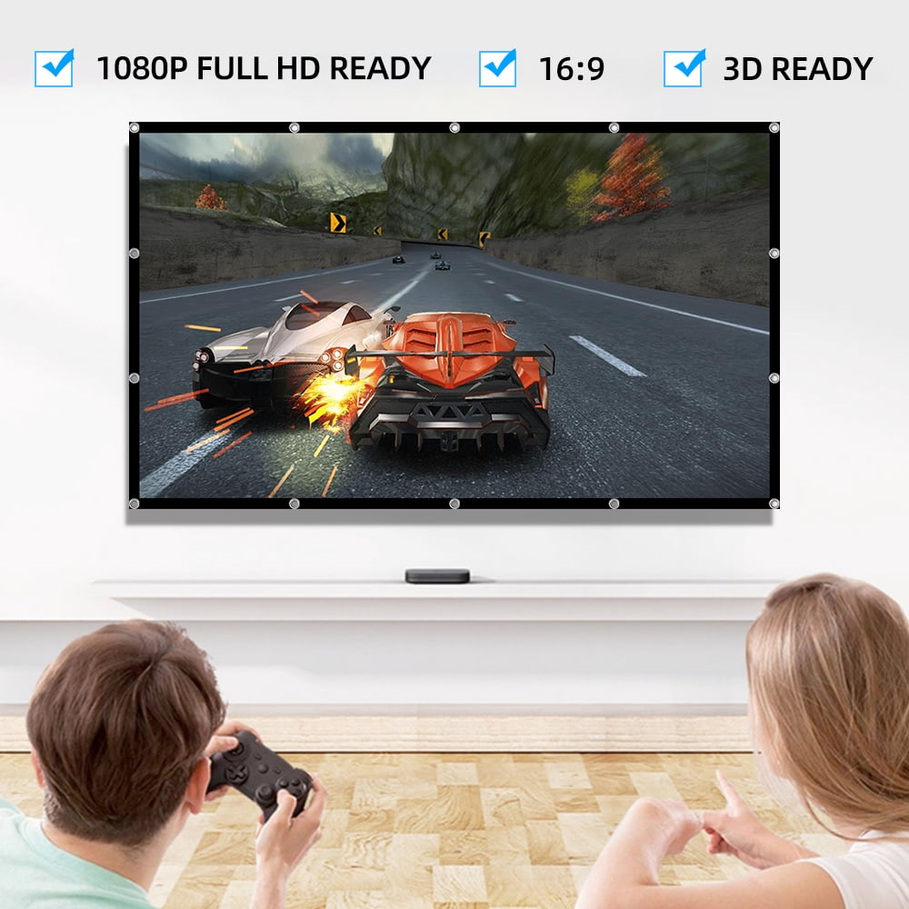HVKDIEB Projection Screen 100 Inch Wall Mount Projector Screens, White, GMD100, New, 1 Count