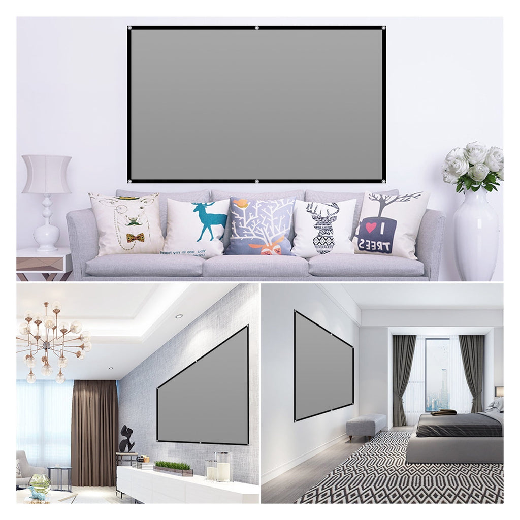 Projector Screen 16:9 Metal Anti Light 84 100 120 130 Inch Gray Optical Coating Portable Reflective Canvas Projection ,Wrinkle-Free