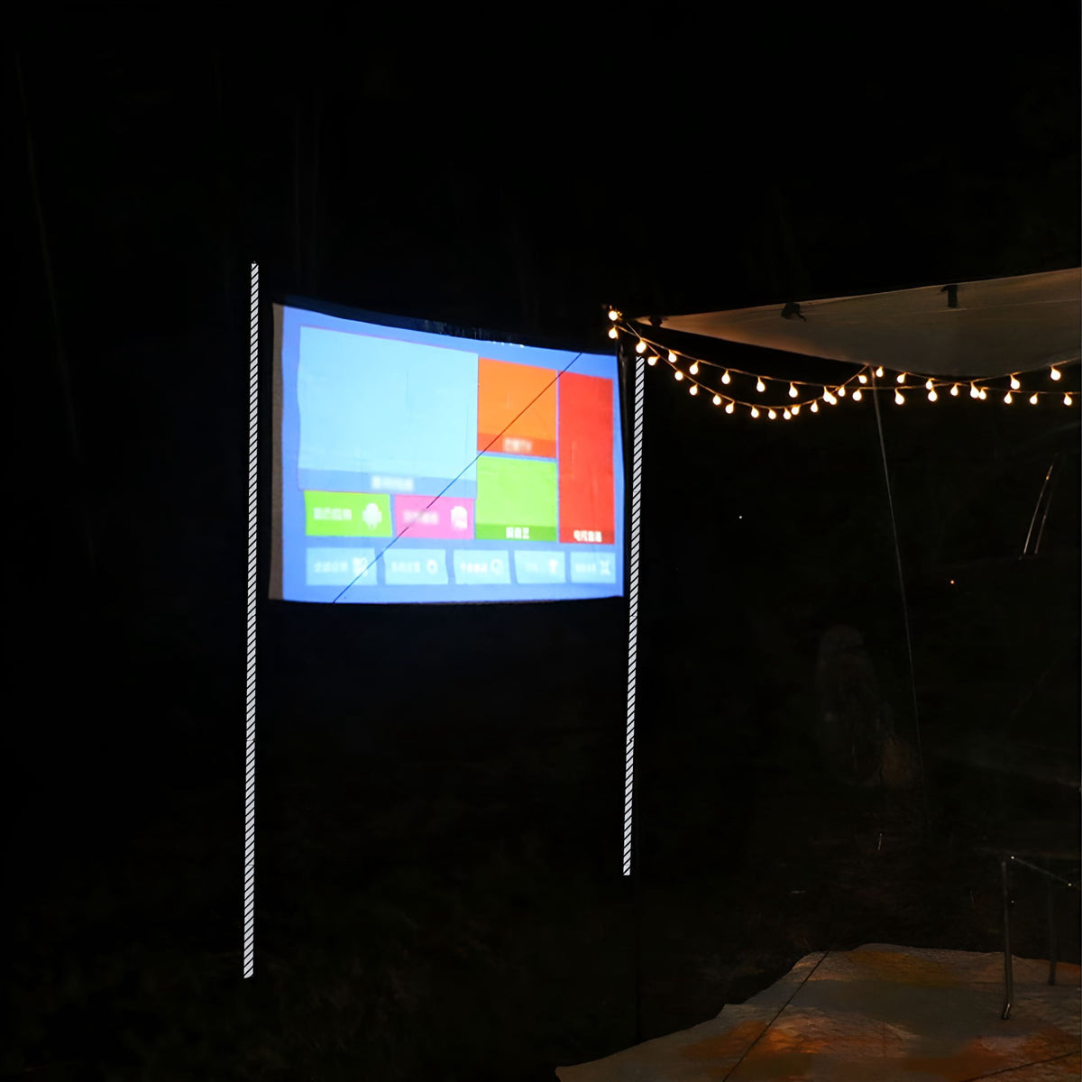 GJX 120 inch Projector Screen with Stand, 16:9 HD Anti-Wrinkle Outdoor Movie Screen with Carry Bag