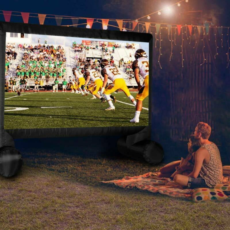 14 Feet Inflatable Projector Screen Outside Blow Up Movie Screen- Includes Inflation Fan, Tie-Downs and Storage Bag- Great for Outdoor Party Backyard Pool Fun
