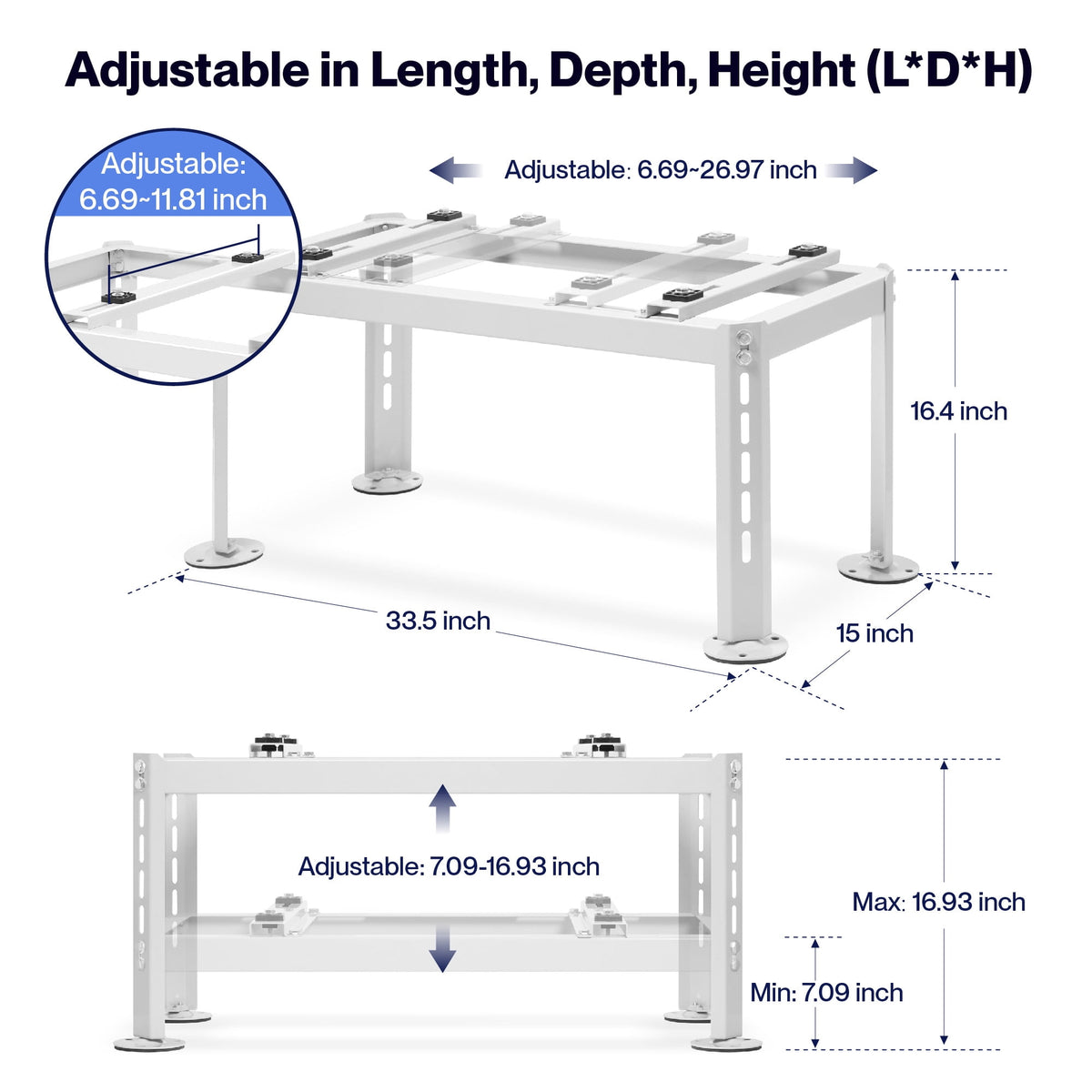 DELLA Mini Split Ground Stand for 9000-45000 BTU Ductless Air Conditioners Heat Pumps System & HVAC, Heavy Duty Steel Powder Coated, Adjustable Width Mini Split Condenser Stand, Max Load: 440 LBS