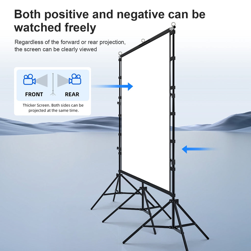 HVKDIEB 150 inch Outdoor Projector Screen with Stand,16:9 4K 3D Indoor Movie Screen,Wrinkle Resistant,Suitable for Home Theater Movies Night