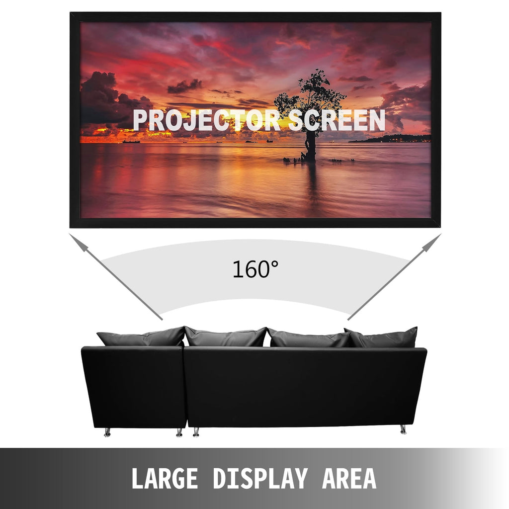 KFFKFF 130 inch Projector Screen Fixed Frame 16:9 Movie Screen Fixed Frame 3D Projector Screen for 4K HDTV Movie Theater