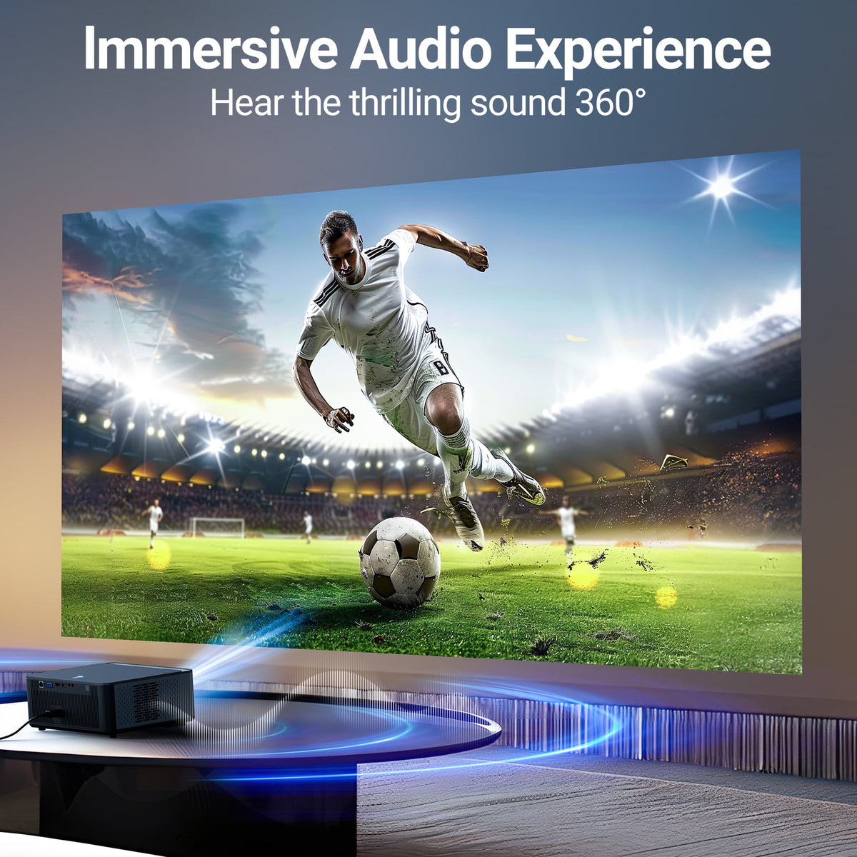 [900 ANSI & Auto Focus/Keystone] 4K Home Theater Projector with WiFi 6 and Bluetooth 5.2, Losei 300'' Movie Projector for Indoor/Outdoor, Smart Proyector Compatible with Phone/TV Stick/PC/PS5