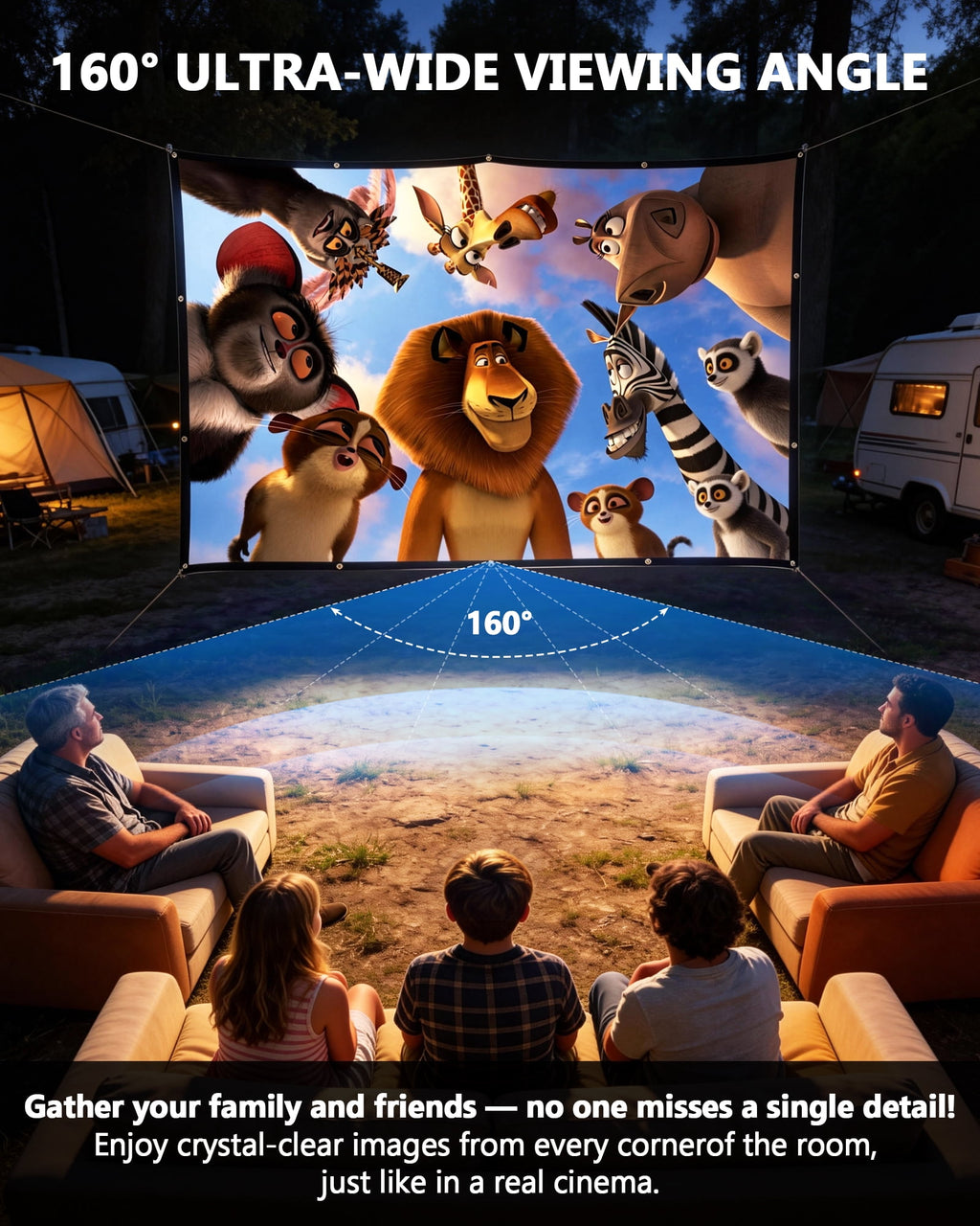 120 inch Projector Screen 16:9, 4K HD Indoor Outdoor Wall Mount Foldable Portable Movie Screens, Anti-Crease Projection Screen for Home Theater