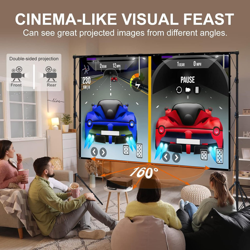 LINCO 120in Projector Screen Stand with Project Stand for 4K HD 16: 9 Screen Wrinkle-Free with Carrying Bag -AM307T