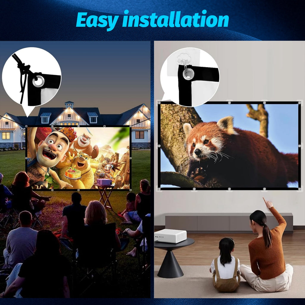 BDQ Projector Screen 120-Inch, 16:9, Front & Rear Projection, Portable Wrinkle-Free.