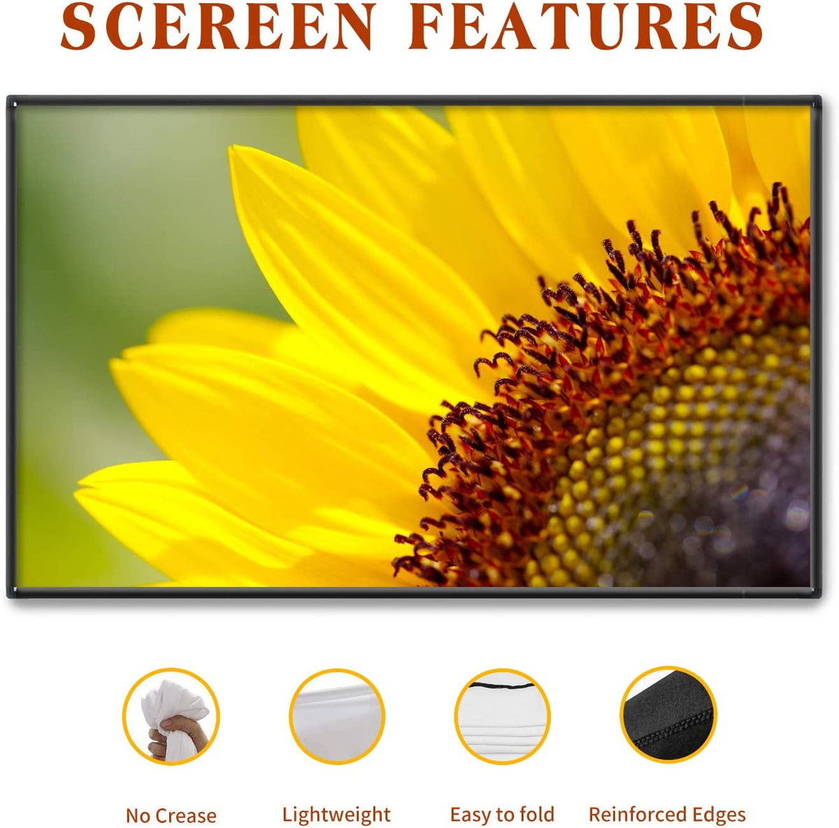 HOIN 120 inch Protable Outdoor Projector Screen 4K 16:9 HD Foldable Movies Screen with Frame