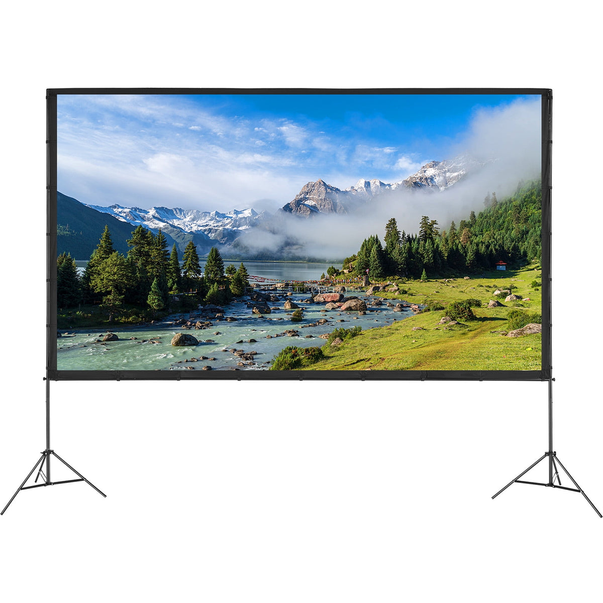SKYSHALO 150" Projector Screen, 4K Portable Movie Screen, HD, 16:9, Perfect for Home Theater, Outdoor, Indoor