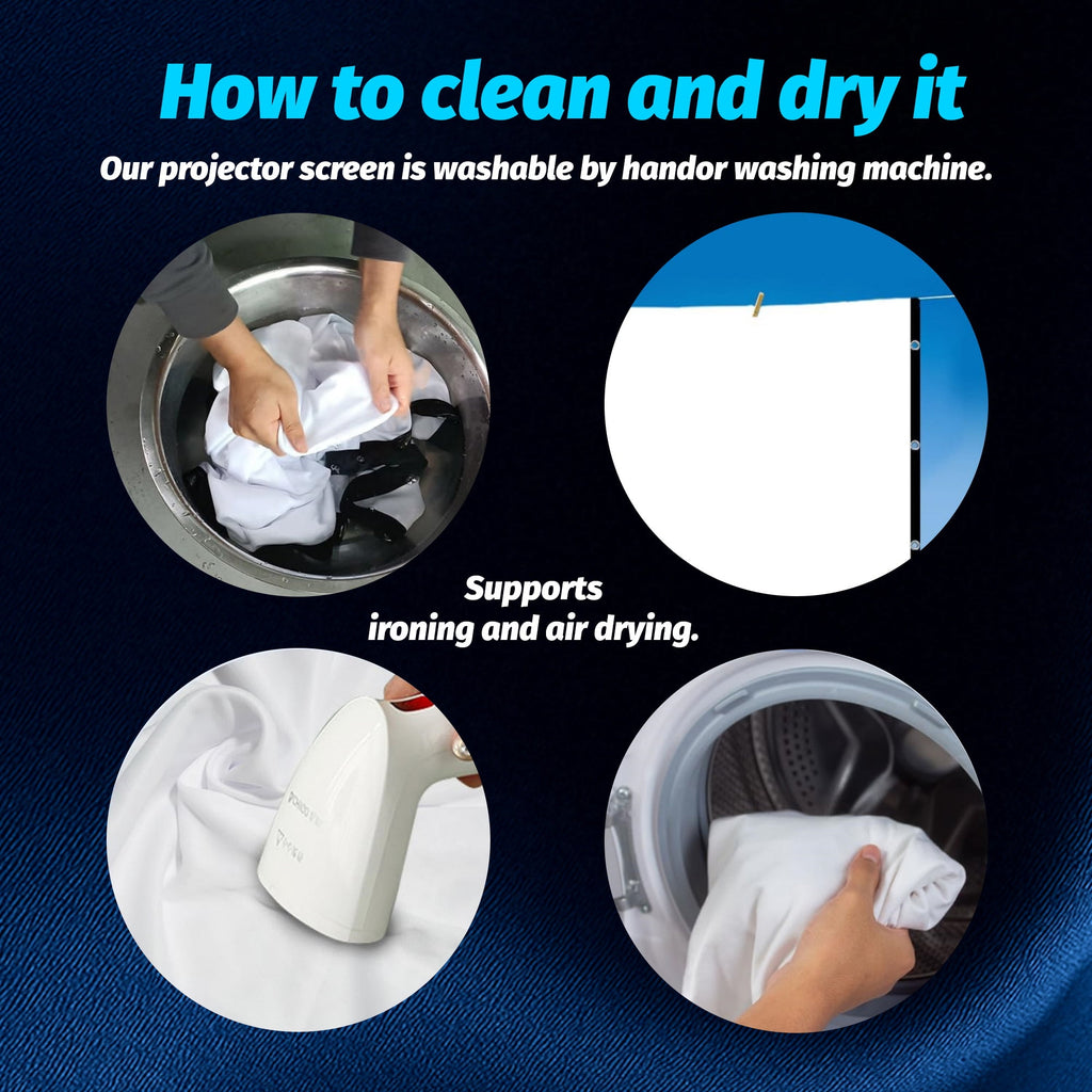 BDQ Projector Screen 120-Inch, 16:9, Front & Rear Projection, Portable Wrinkle-Free.