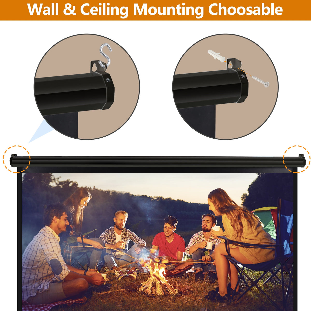ZENY Projector Screen 100 inch 16:10 HD 4K Projections Home Theater Presentation Education Outdoor Indoor Public Display, Black