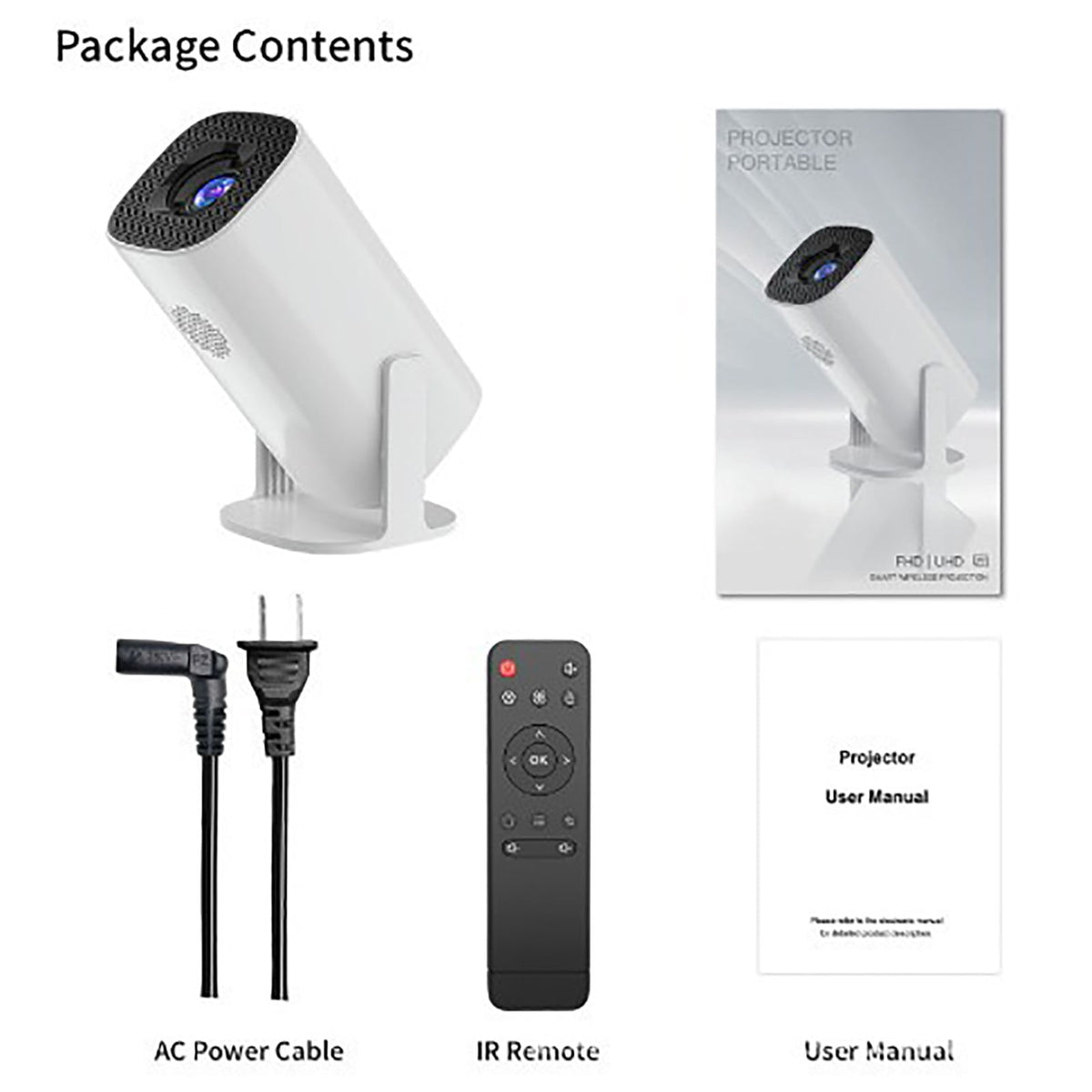 4K HD Home Theater Projector, 3D Cinema Projector, Bedroom Wall Projection, Immersive Visual Experience, Bright Color Display, Game and Movie Compatible, Quiet Operation Black