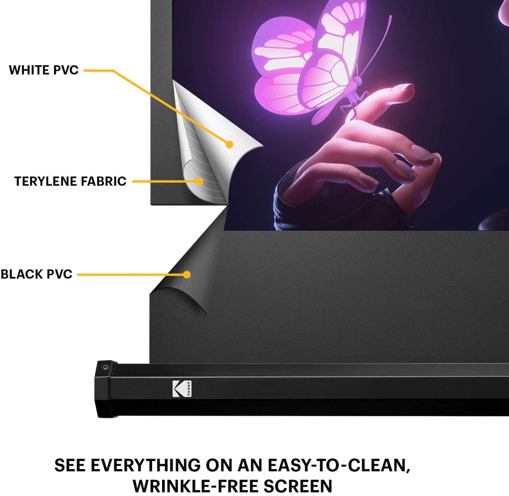 Kodak 100" Projector Screen with Stand, Portable 16:9 Projector Screen with Tripod Stand & Bag