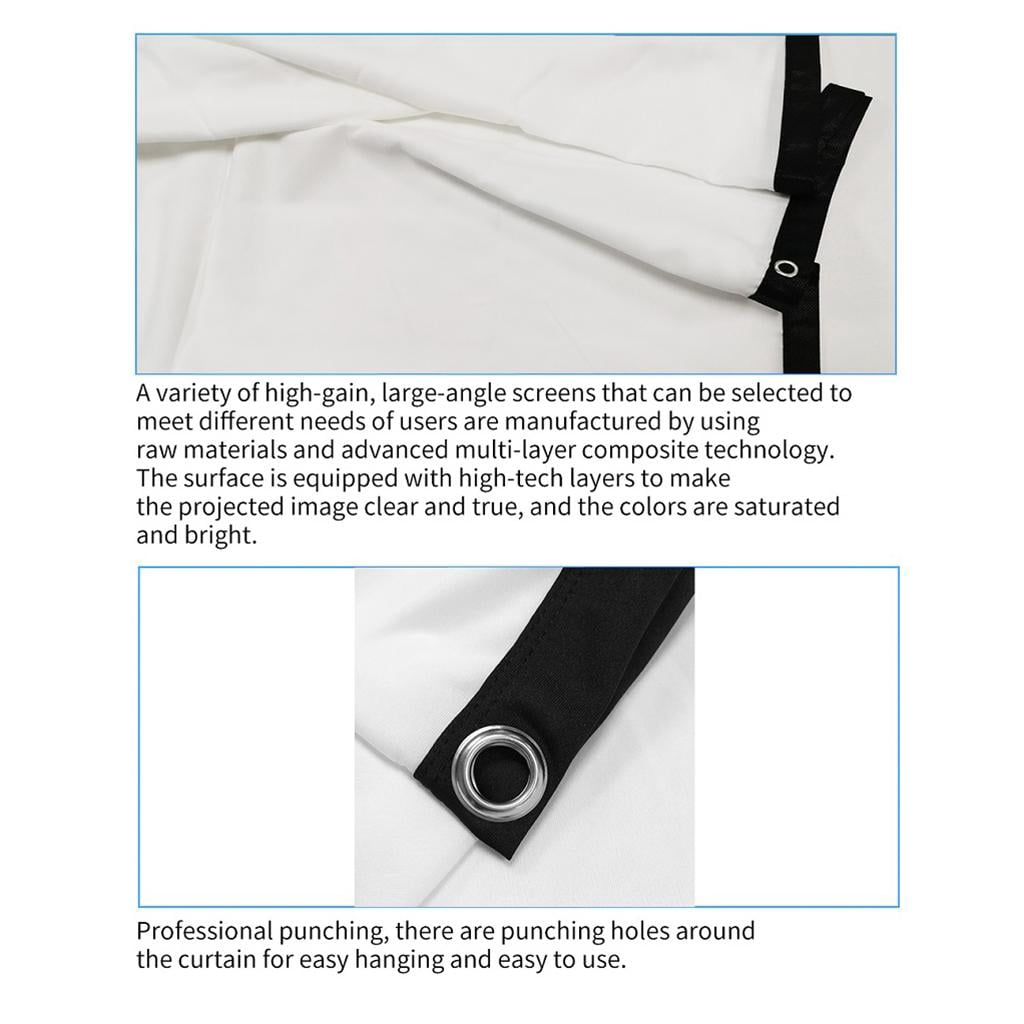 LeeQinersw 16:9 /4:3 Portable Foldable Projector Screen Wall Mounted Home Cinema Theater HD Projection Screen 60 in(133x75cm) 16:9