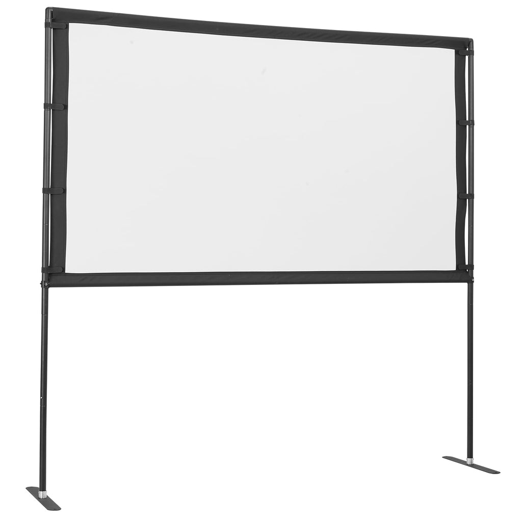 KFFKFF 100" Projector Screen with Stand, 16:9, 4K, HD, Crease-Resistant,Portable Movie Screen for Family Theater, Indoor and Outdoor.