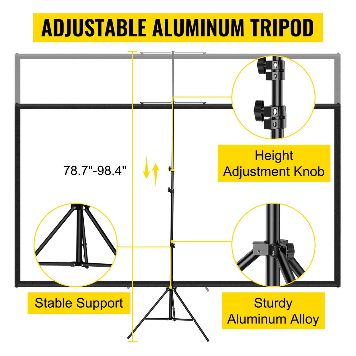 SKYSHALO 70 inch Tripod Projector Screen with Tripod Stand, DM-ABS-70