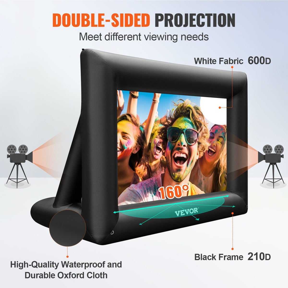"24FT Inflatable Movie Screen for Outdoor - 360W Blower, Oxford Fabric, 288Inch Projector Screen - Portable Blow Up Screen for Backyard, Drive-in Movies"