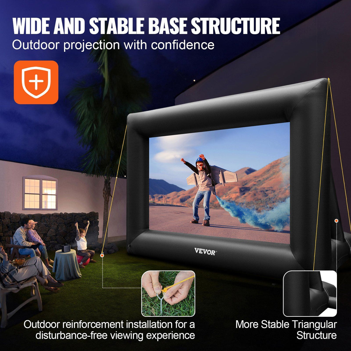 "24FT Inflatable Movie Screen for Outdoor - 360W Blower, Oxford Fabric, 288Inch Projector Screen - Portable Blow Up Screen for Backyard, Drive-in Movies"