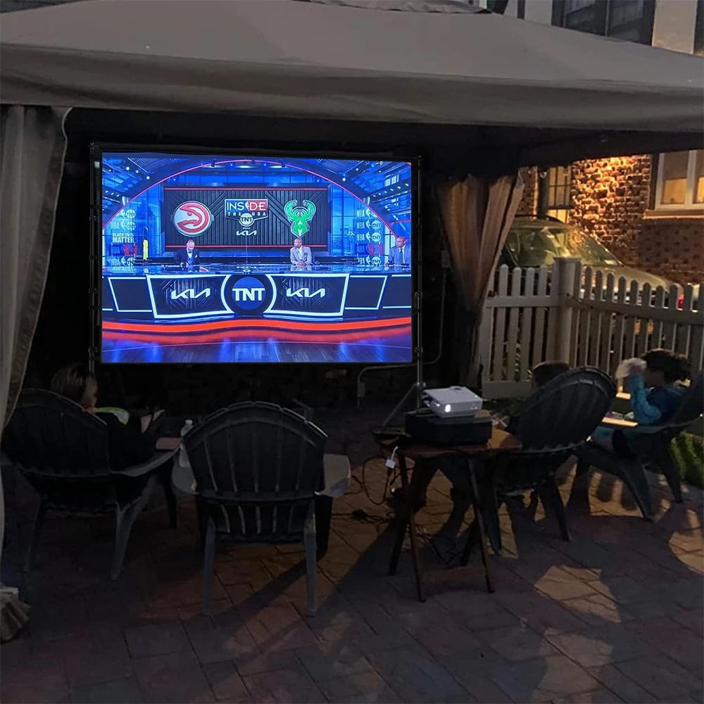 HVKDIEB 150 inch Projector Screen With Stand Soft Grey Wrinkle-Free Anti-Light 160° Viewing Angle Reflective Screen Outdoor