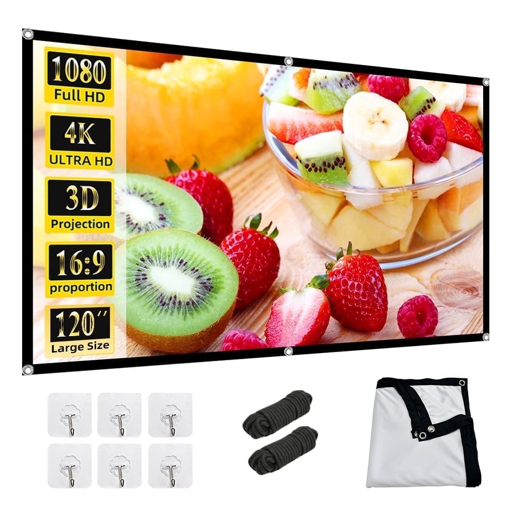 HVKDIEB Projection Screen 100 Inch Wall Mount Projector Screens, White, GMD100, New, 1 Count