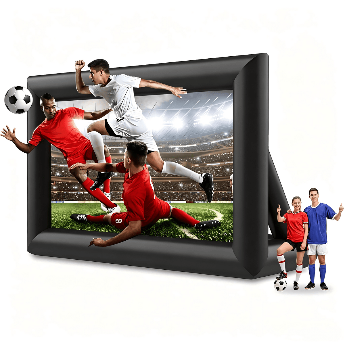 16ft Inflatable Movie Screen Outdoor Projector Screen with Air Blower, Front/Rear Projection, Easy Set Up Blow Up Screen for Backyard Movie Night, Theme Parties, Celebrations