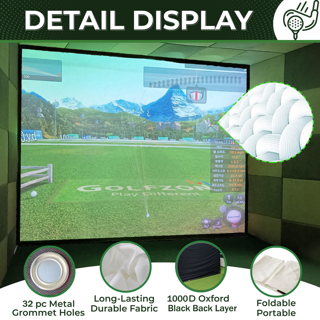Impact Sports Technologies Indoor Golf Screen High Definition Premium 4k Projection Screen with Blackout Backing and Bungees, 9'10" x 11'5.8''
