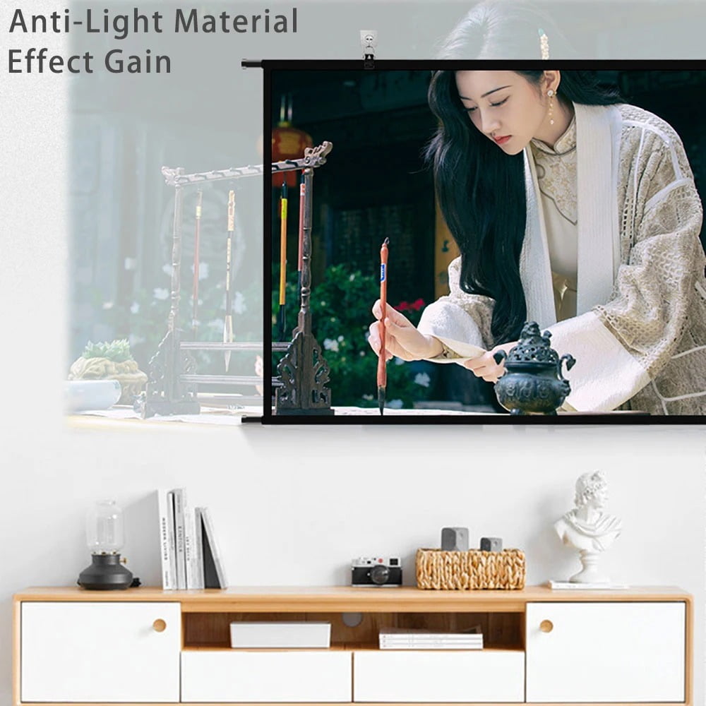 VIYODAVID Projector Screen Wall Mounted Grey Anti-Light Resistant Reflective Fabric 120 inch for Home Theatre Outdoor