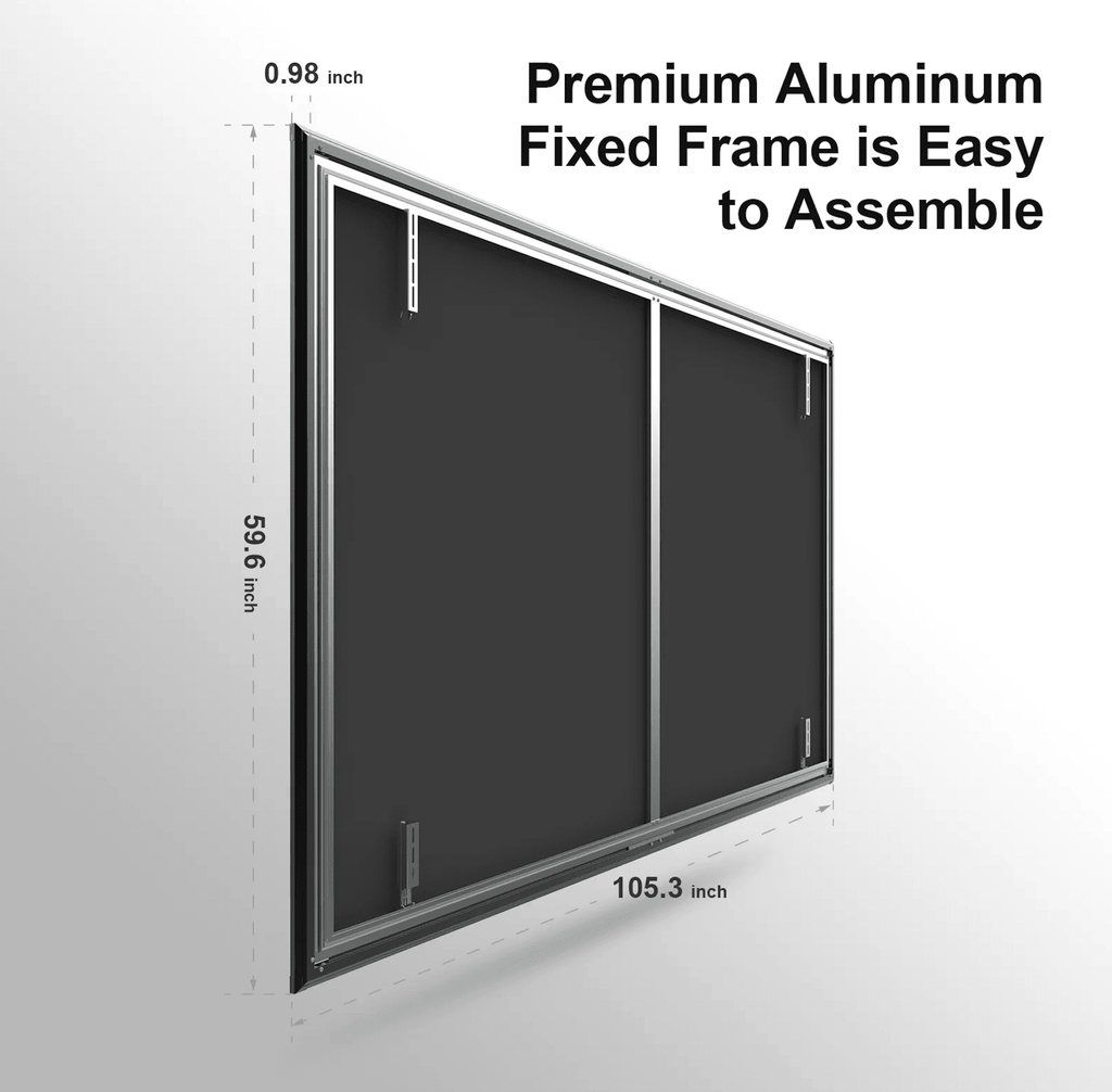 NEX FUTURE Indoor Wall Mount 120" Frame Projector Screen, Gray