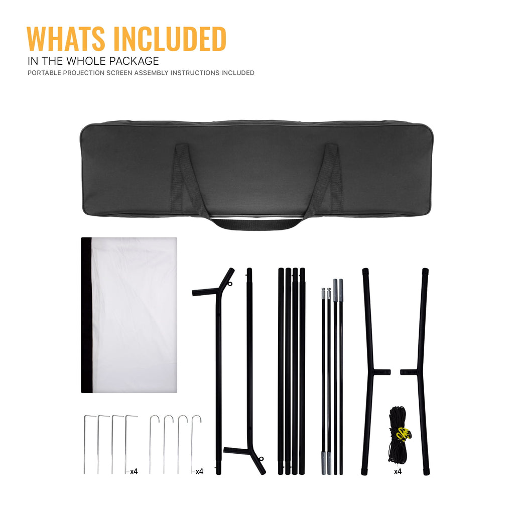 Khomo Gear Jumbo 120 inch 16:9 Portable Outdoor and Indoor Theater Projector Screen with Stand Legs