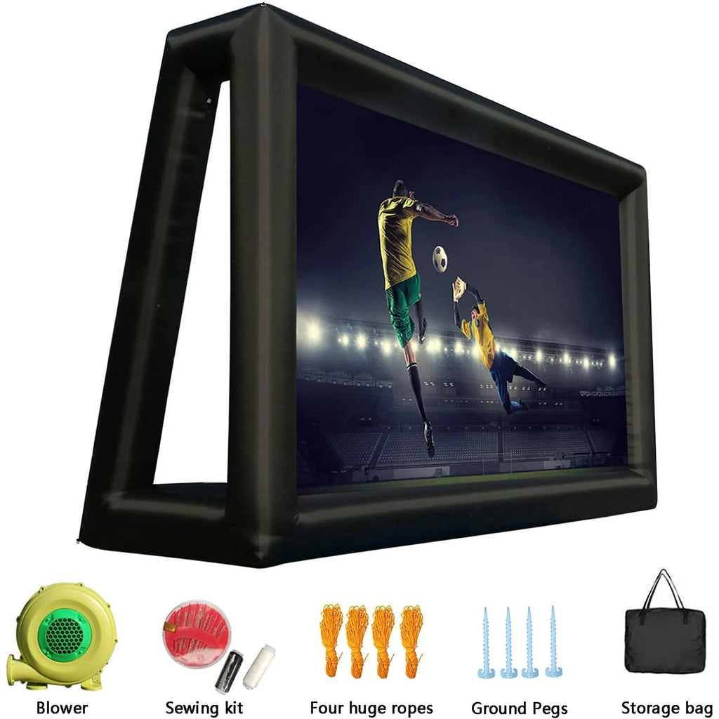 PPXIA 33FT Inflatable Outdoor Projector Movie Screen, Front & Rear Projection with Blower & Storage Bag, Portable Easy Setup for Backyard Party Indoor Outdoor Movie Night