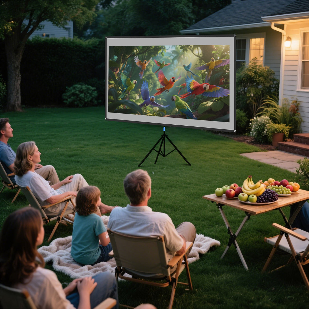 Visulapex Outdoor Projector Screen with Stand 80 inch, Portable Projector Screens for Outside Theater Home Backyard Movies