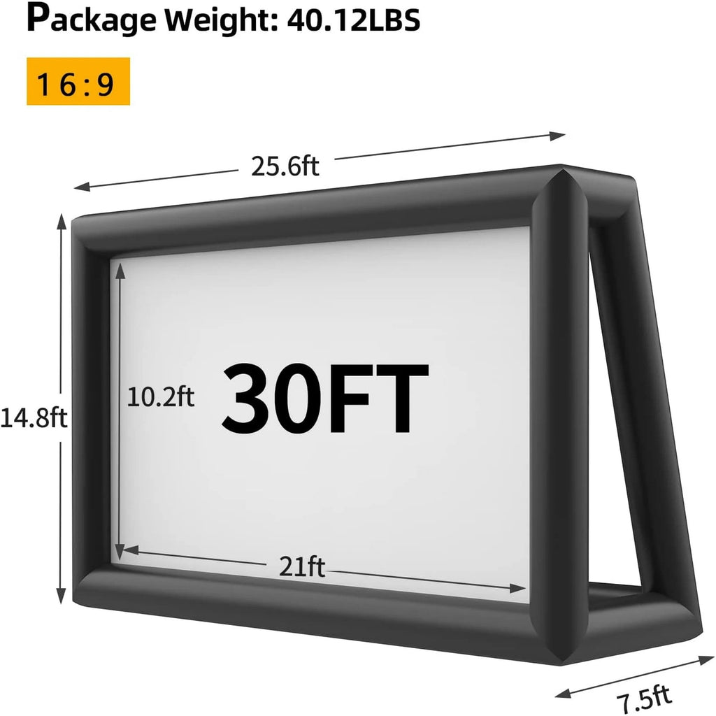 PPXIA 30ft Outdoor Inflatable Projection Screen with Air Blower, Front & Rear Viewing for Movie Nights, Backyard