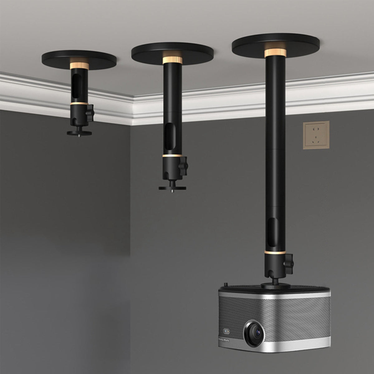 Heavy Duty Universals Projectors Ceiling Mount With 1/4Inch Interfaces For Home Theater And Offices Use