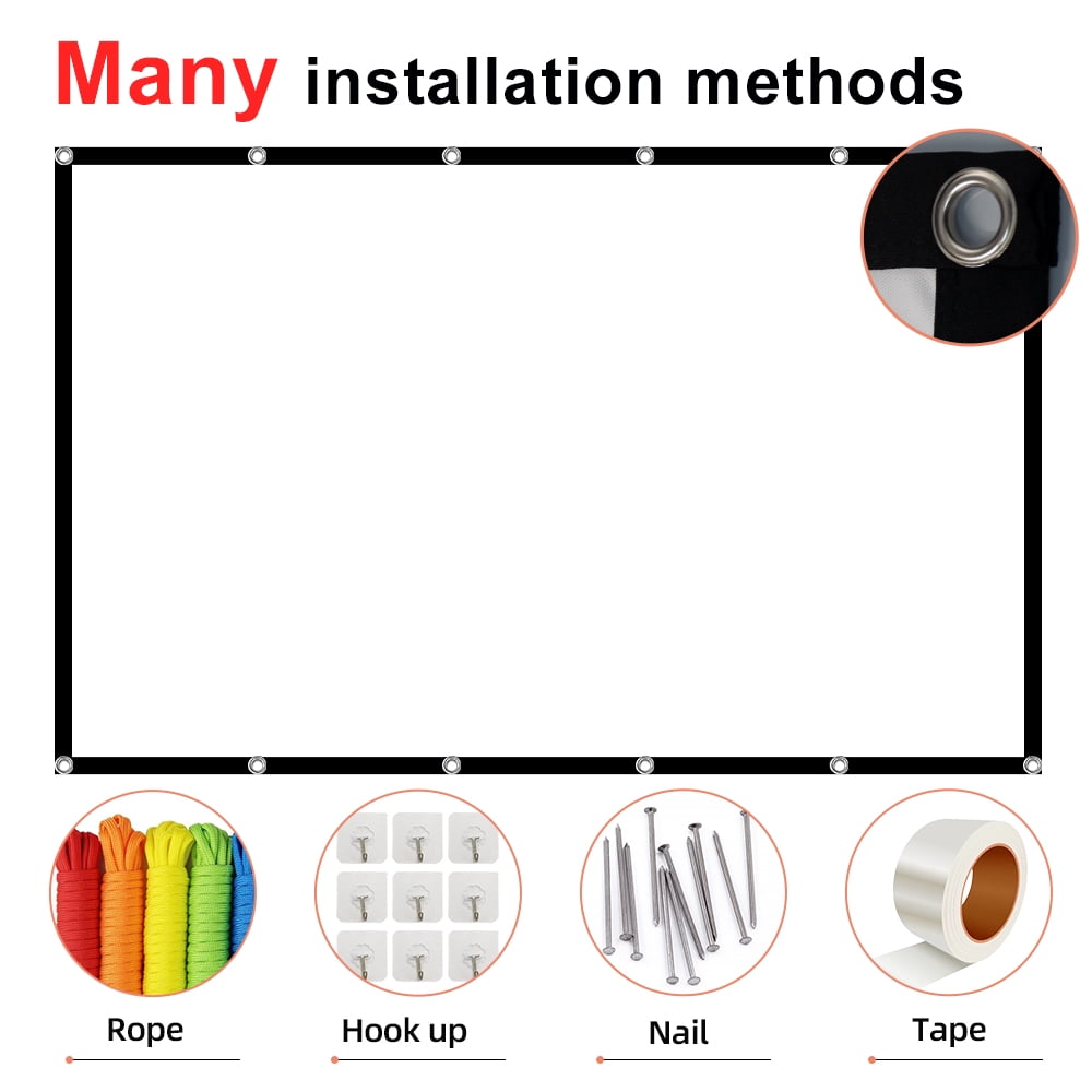 GAINVANE Outdoor Projection Screen 150 Inch, Washable Projector Screen 16:9 Foldable Wrinkle Resistant Portable Projector Cinema Screen for Home Theater Outdoor Indoor Support Double-sided Projection