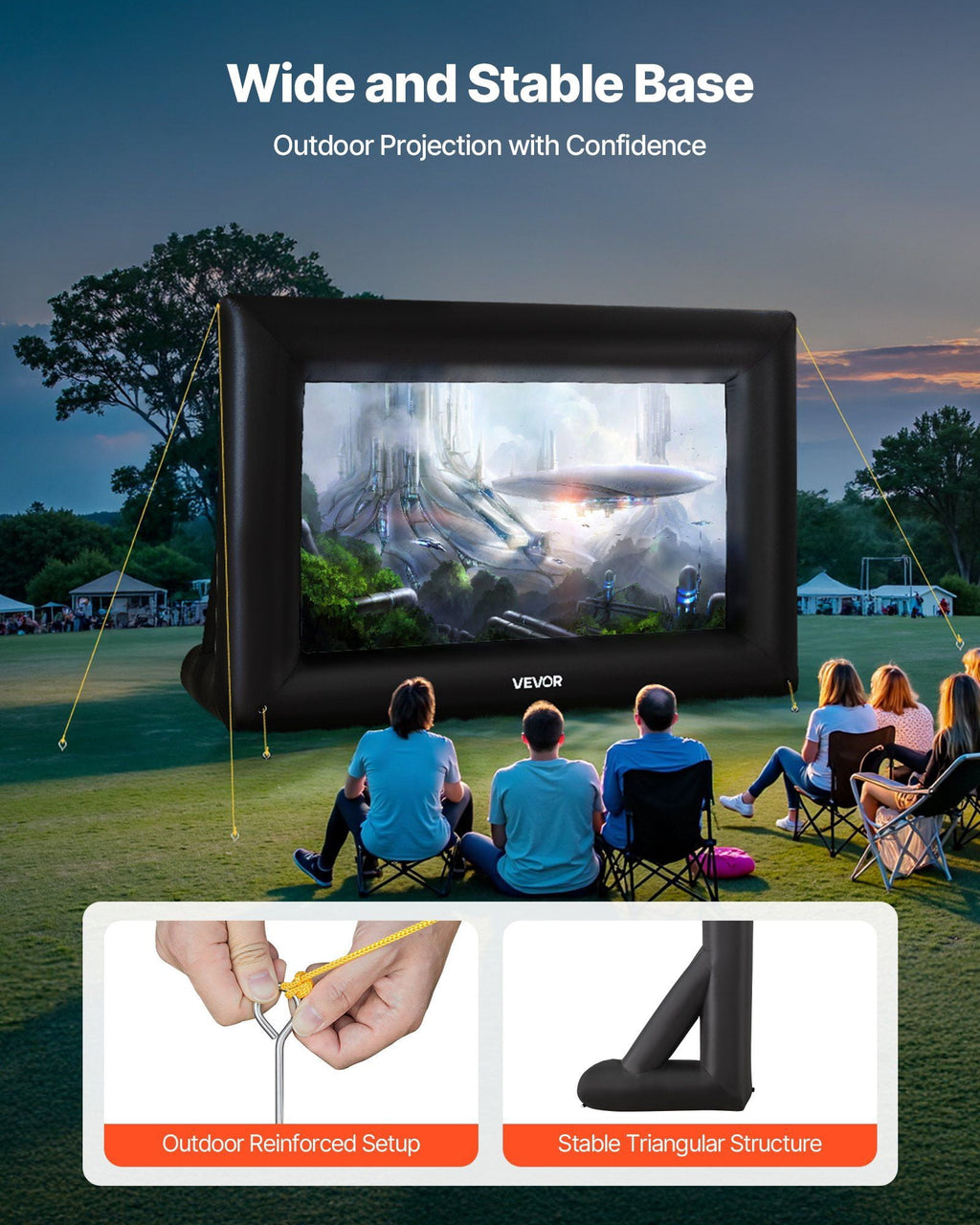 VEVOR 14FT Inflatable Projector Screen, Inflatable Movie Screen Outdoor with 120W Air Blower Projector Screen Oxford Fabric Material Blow Up Screen for Outdoor Backyard, Home Theater, Theme Party