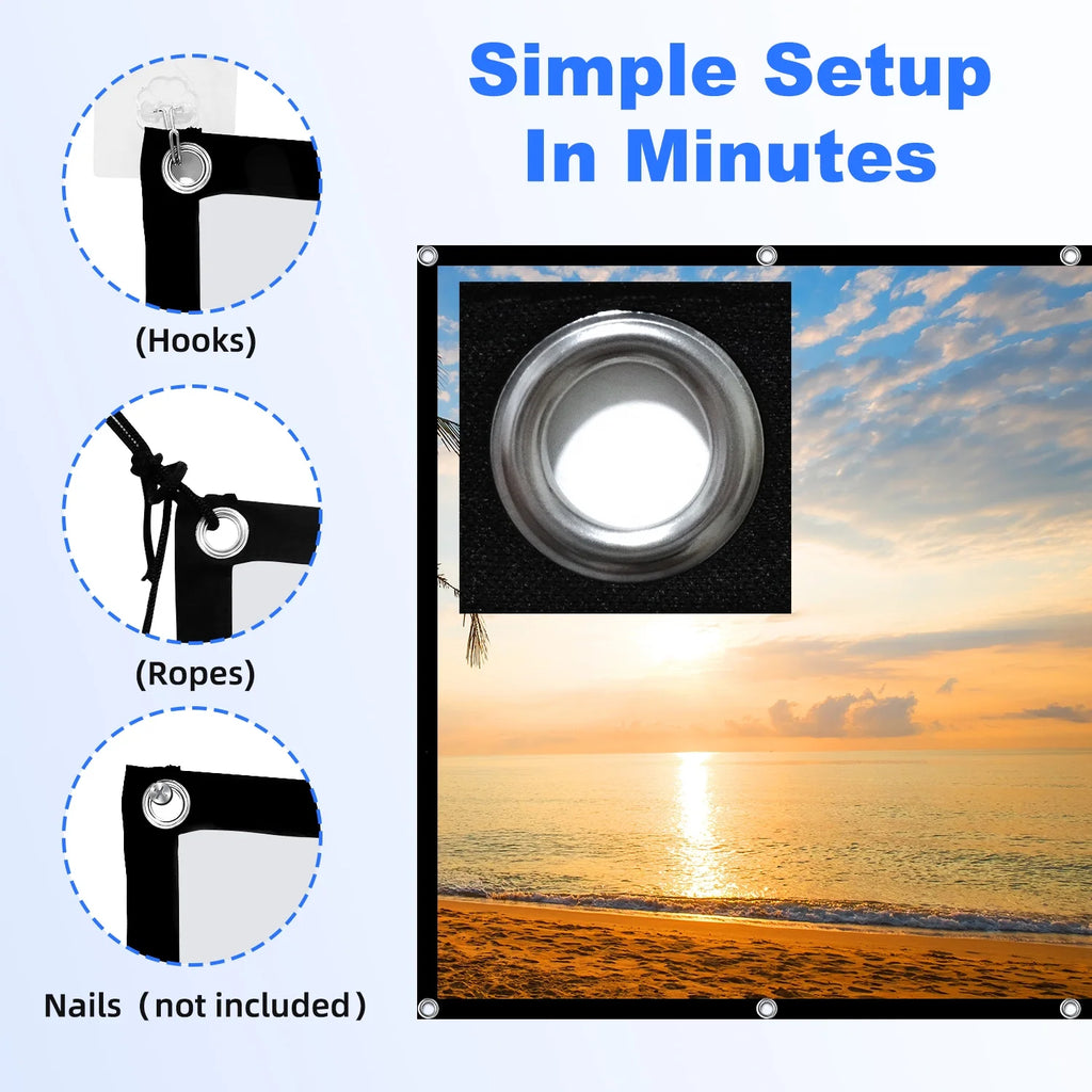 HVKDIEB Projector Screen 200 Inch 16:9 Washable Foldable Anti Wrinkle Portable Projector Cinema Screen for Home Theater Outdoor Indoor, Manual Wall Mounting,