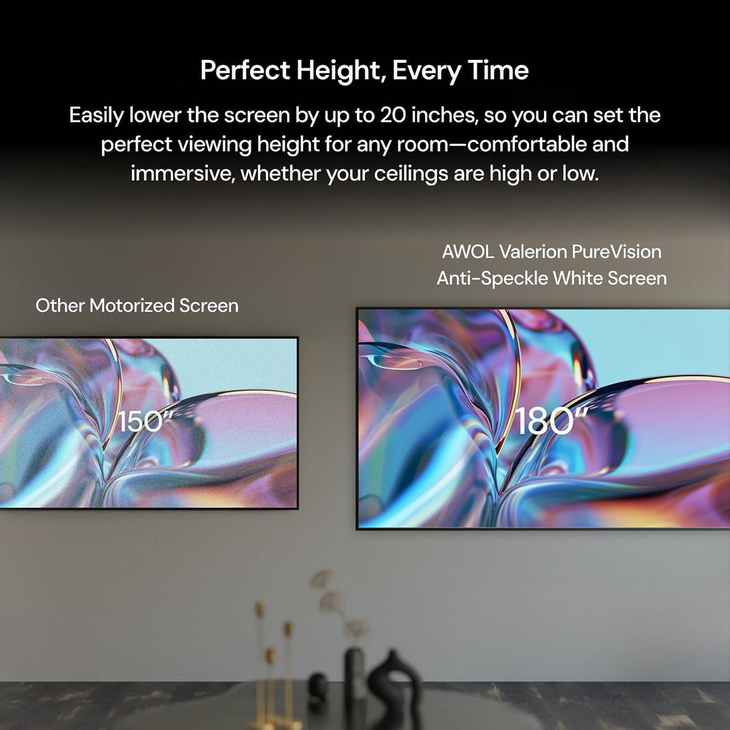 Valerion 100" PureVision Fixed Frame Projector Screen, PET Matte White, 4K/8K UHD Ready, 1.0 Gain, UST & Long Throw Compatible