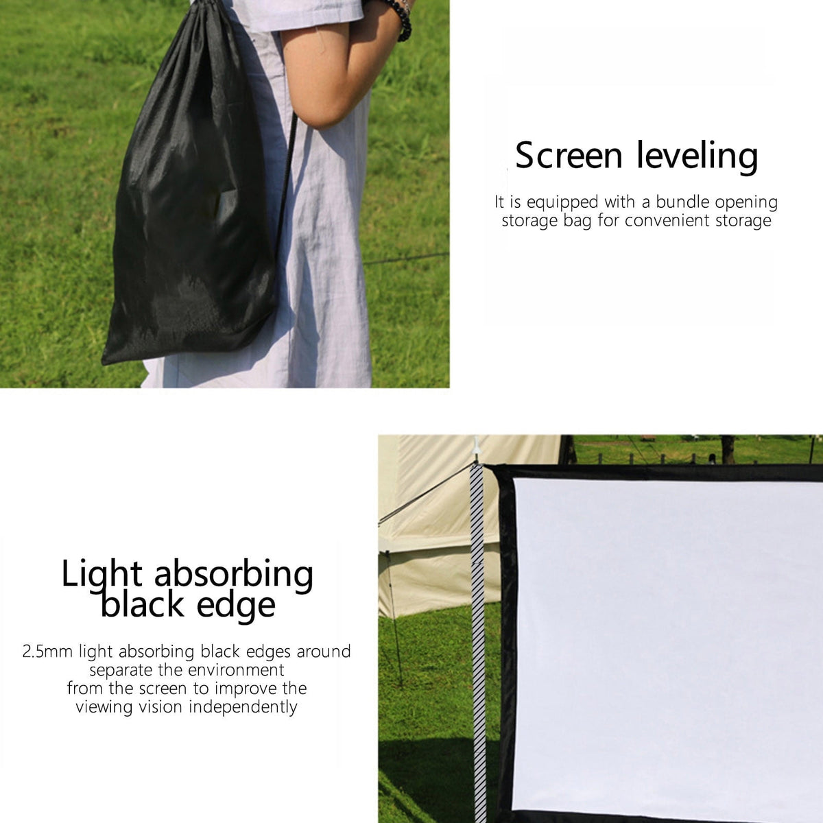 Tuobarr Wall Mount Portable Projector Screen, White, C23020220_230307